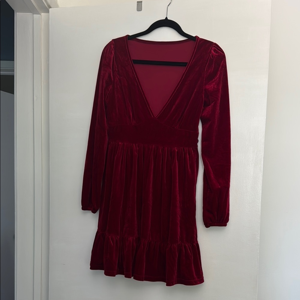 Elegant Red Velvet Dress